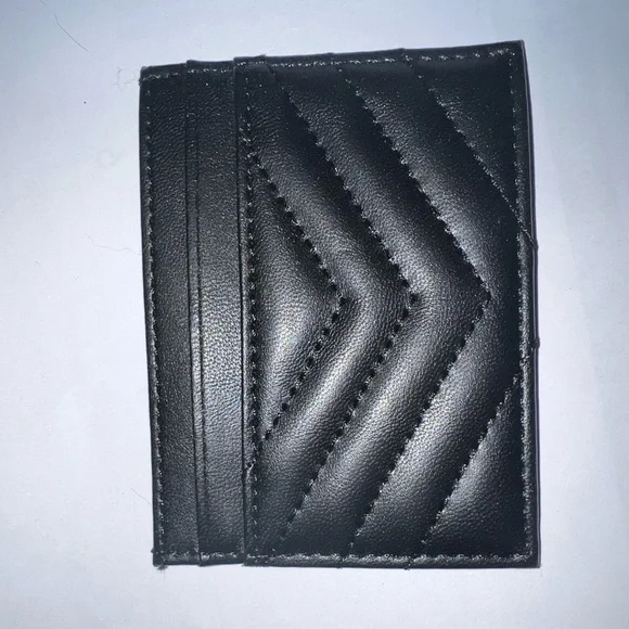 Quilted Black Leather Card Holder - Picture 2 of 3